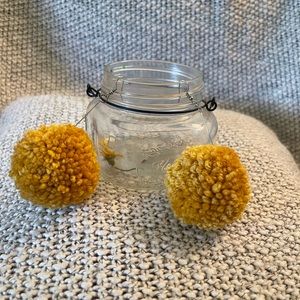 Yellow handmade Pom earrings